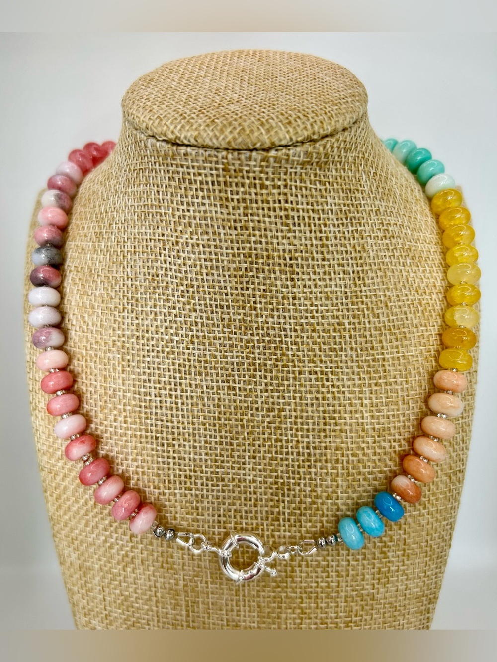 New Natural Gemstone Multicolor
Beaded Boho Anthro-Style
Necklace Gradient color